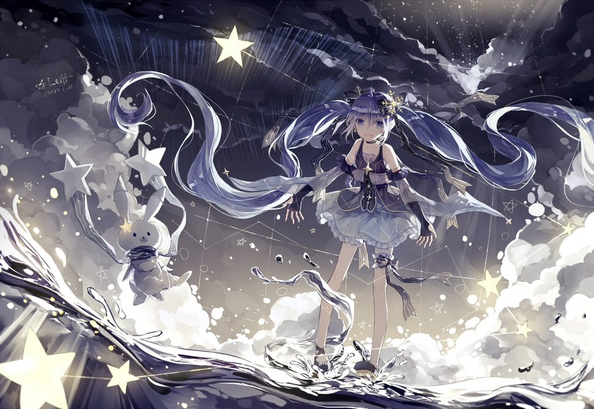 hatsune miku, yuki miku, and rabbit yukine (vocaloid) drawn by leilf