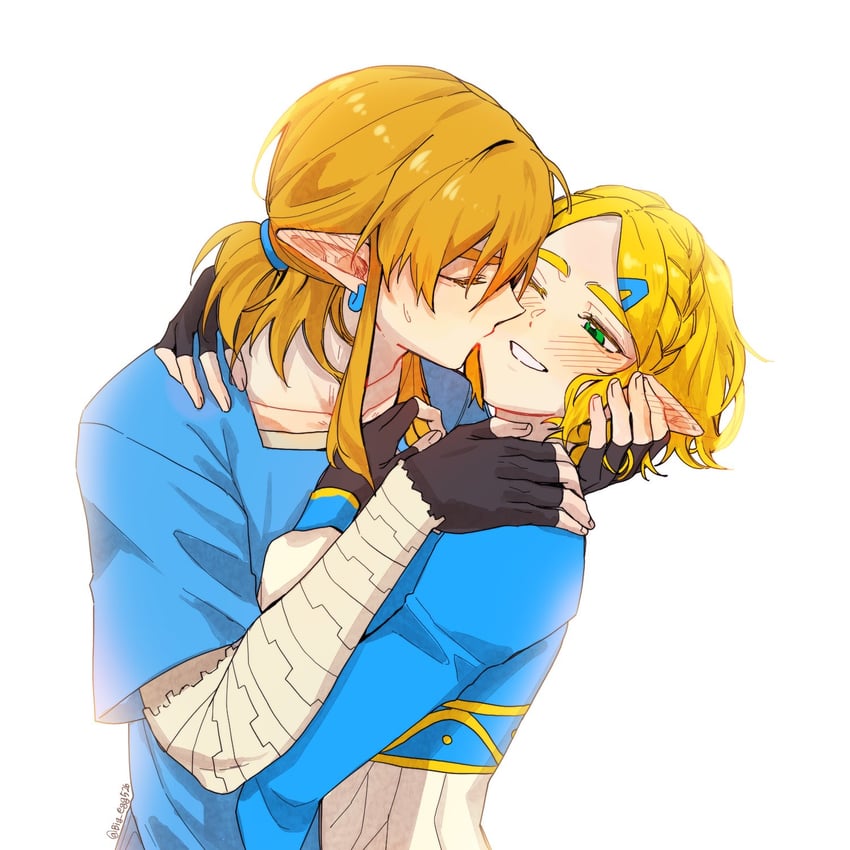 link and princess zelda (the legend of zelda and 1 more) drawn by big_egg526