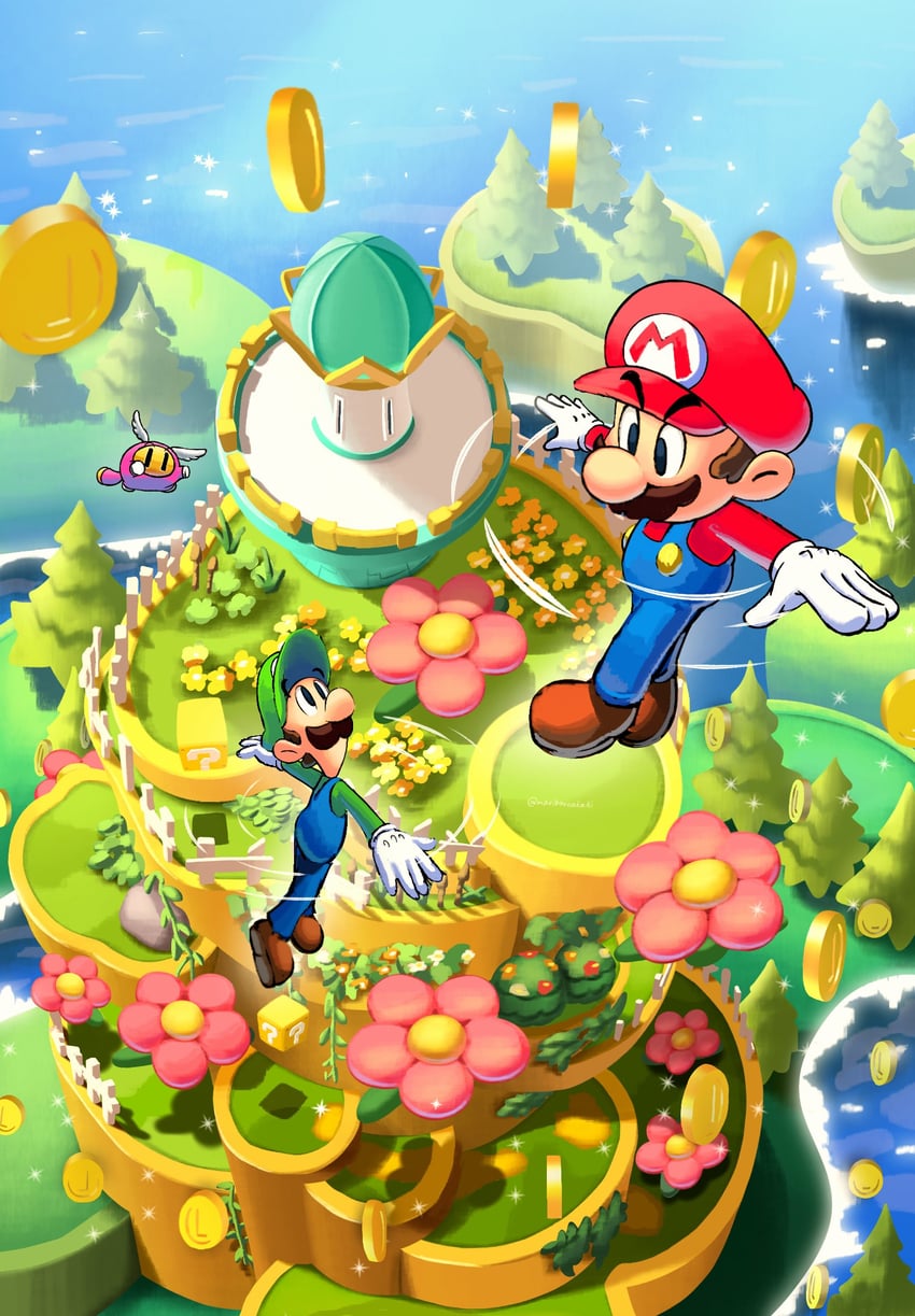 mario, luigi, and snoutlet (mario and 2 more) drawn by maribou_(supermaribou)