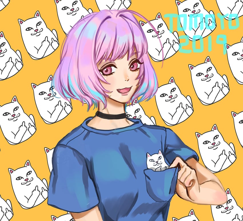 yumemi riamu and lord nermal (idolmaster and 2 more) drawn by deng_deng