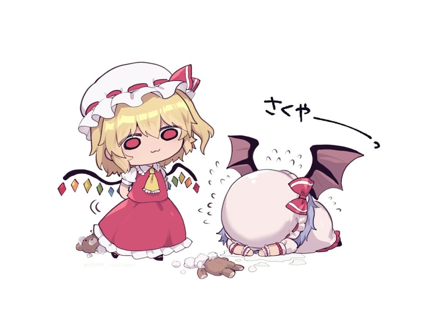 remilia scarlet and flandre scarlet (touhou) drawn by unime_seaflower