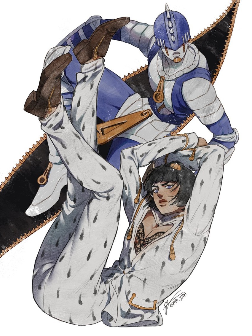 bruno bucciarati and sticky fingers (jojo no kimyou na bouken and 1 more) drawn by mm_jjba