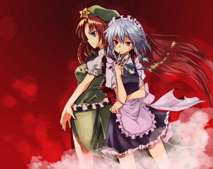 izayoi sakuya and hong meiling (touhou) drawn by miya_(tsumazukanai)