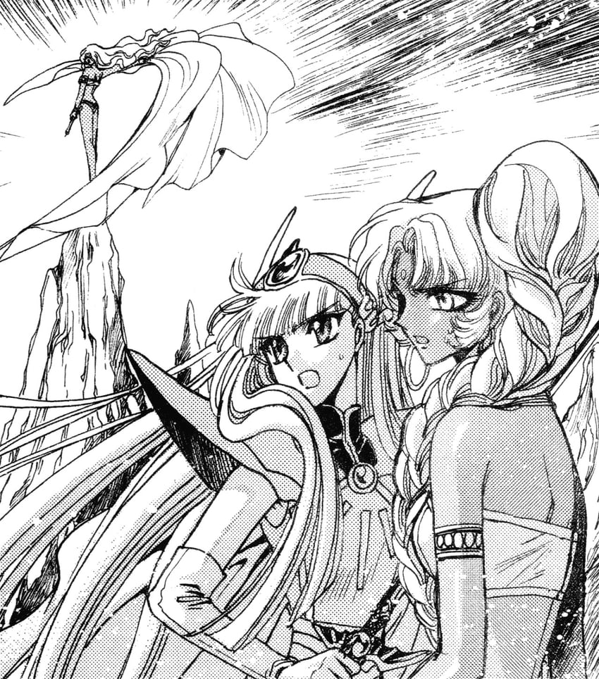 ryuuzaki umi, tarta, and tatra (magic knight rayearth) drawn by clamp_(circle)