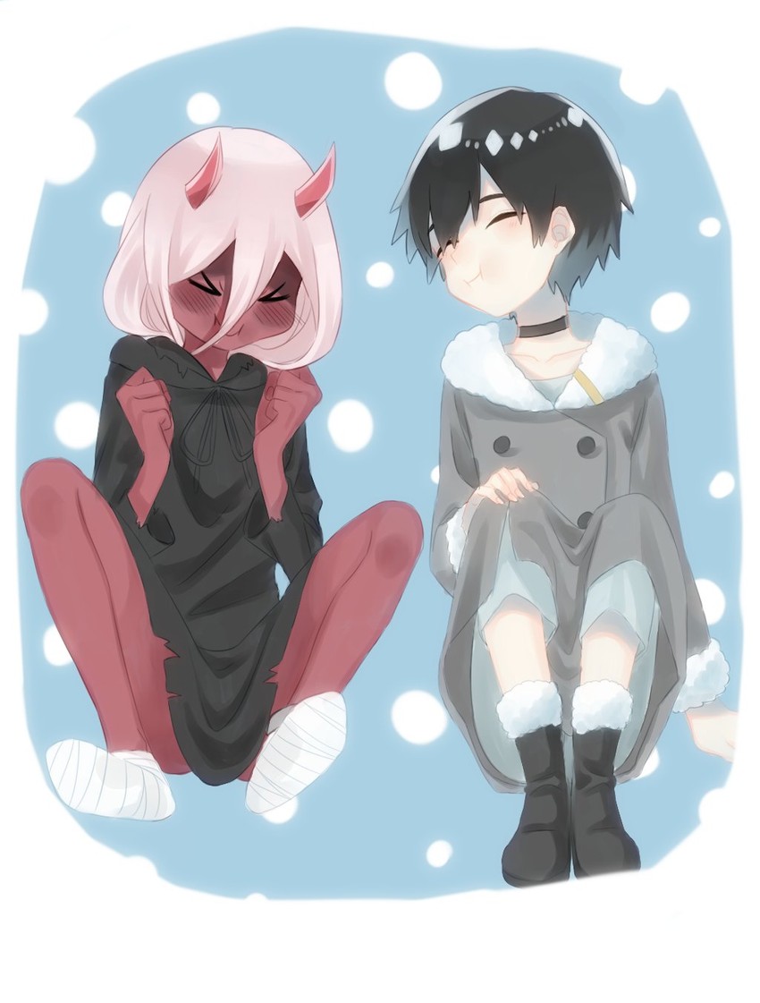 zero two and hiro (darling in the franxx) drawn by hanabusayuzuki