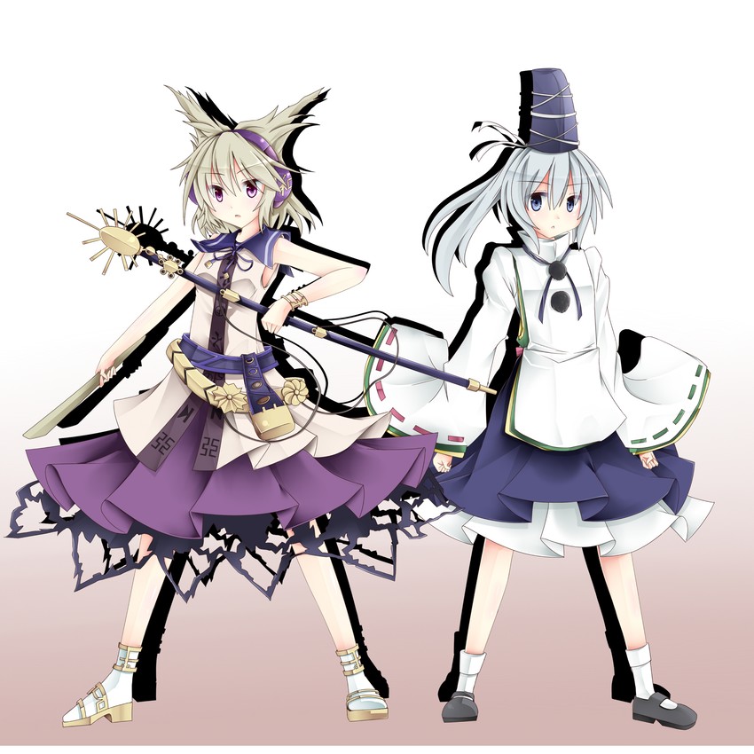 toyosatomimi no miko and mononobe no futo (touhou) drawn by sakakibarayui