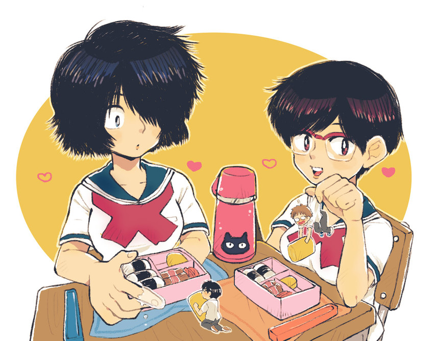 urabe mikoto, oka ayuko, tsubaki akira, and ueno kouhei (nazo no kanojo x) drawn by ken_(shiyu)