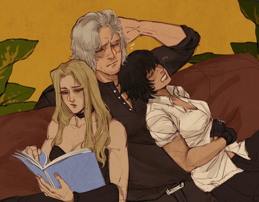 dante, lady, and trish (devil may cry) drawn by hejee