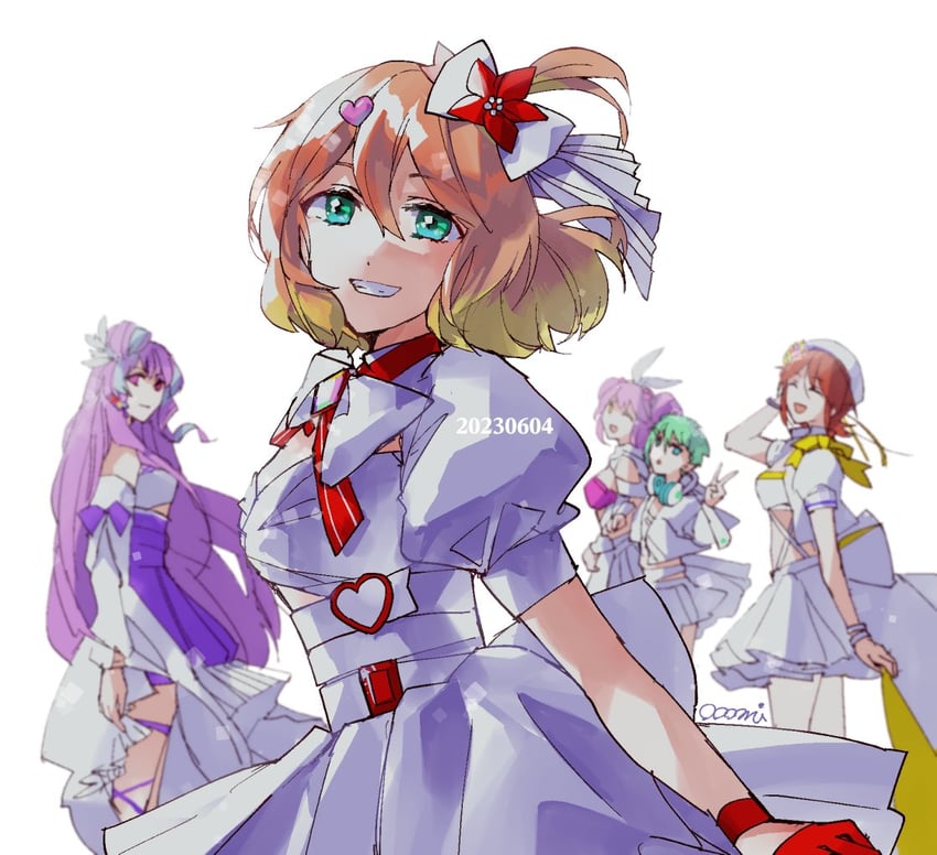 mikumo guynemer, freyja wion, kaname buccaneer, makina nakajima, and reina prowler (macross and 1 more) drawn by ooomi