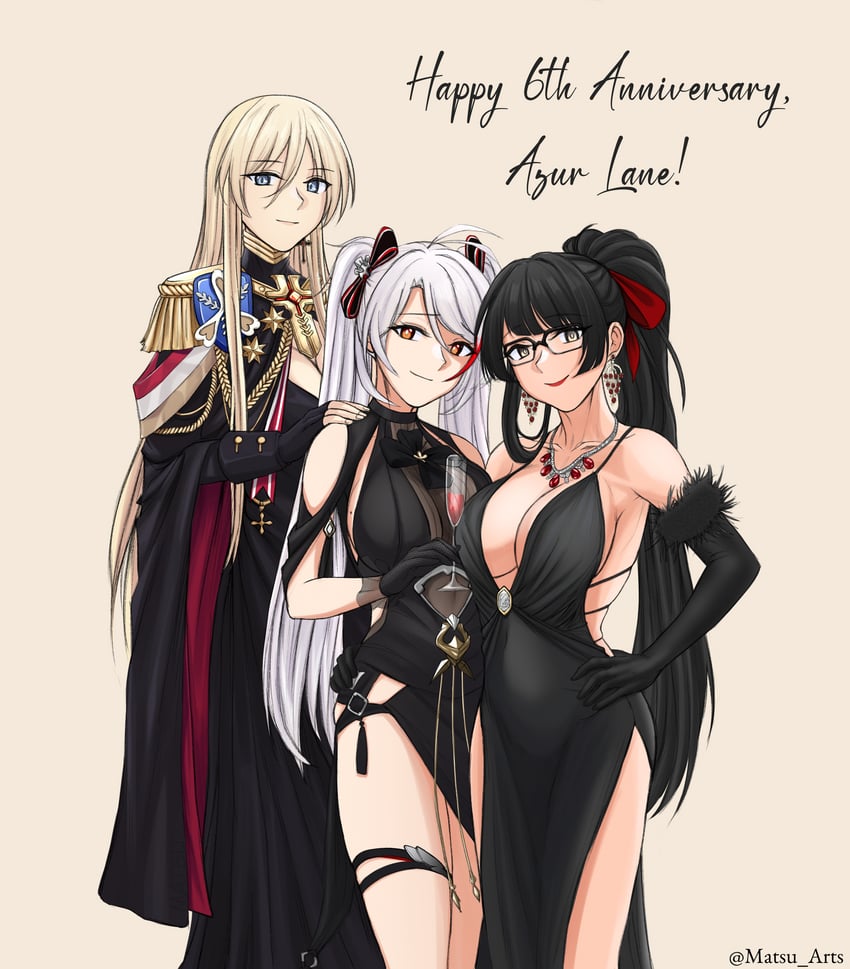 prinz eugen, commander, bismarck, female commander, and yukimura ryuuko (azur lane) drawn by matsu_arts