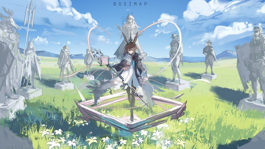 amiya, theresa, frostnova, faust, patriot, and 4 more (arknights) drawn by bosimap