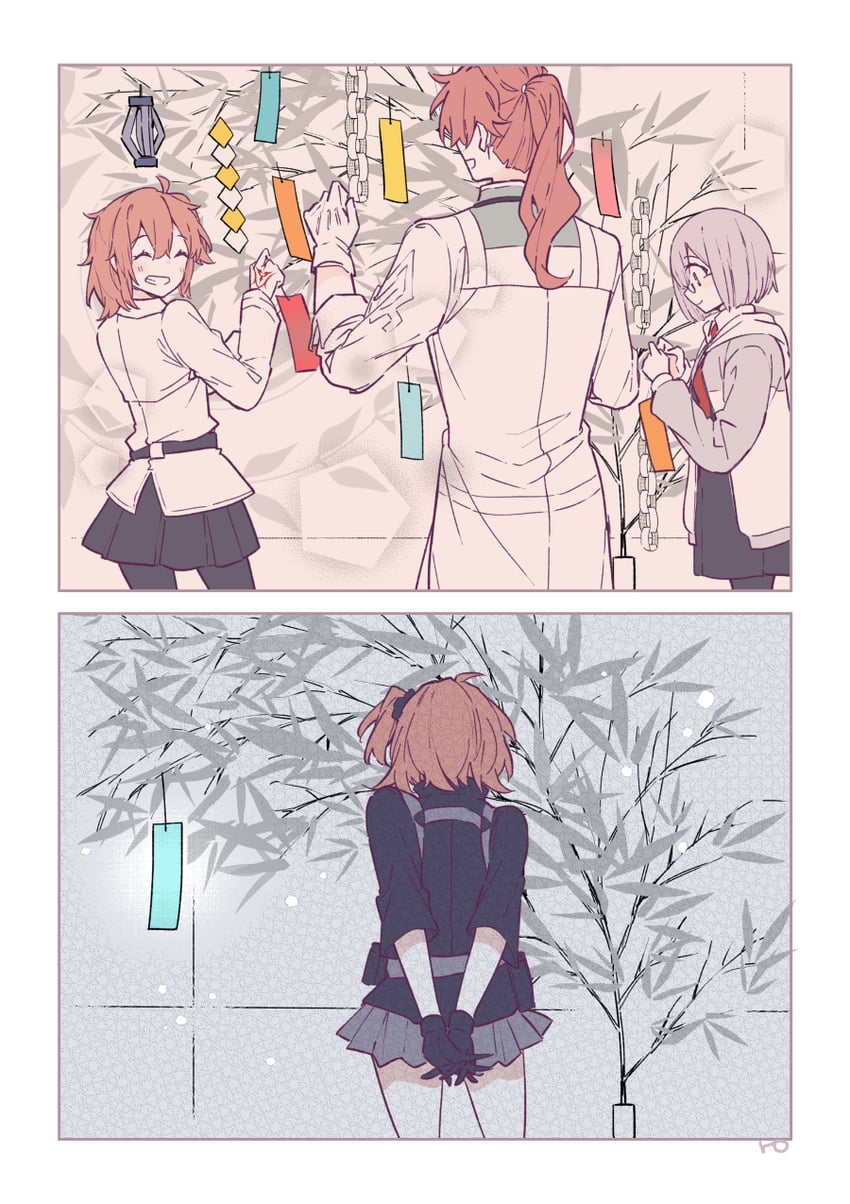 mash kyrielight, fujimaru ritsuka, and romani archaman (fate and 1 more) drawn by kak_hac