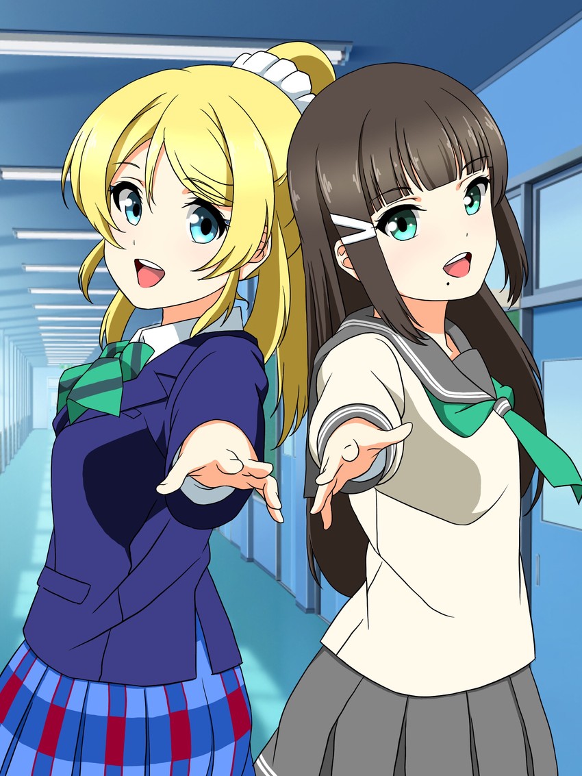 ayase eli and kurosawa dia (love live! and 2 more) drawn by rainen_no_natsu_mo