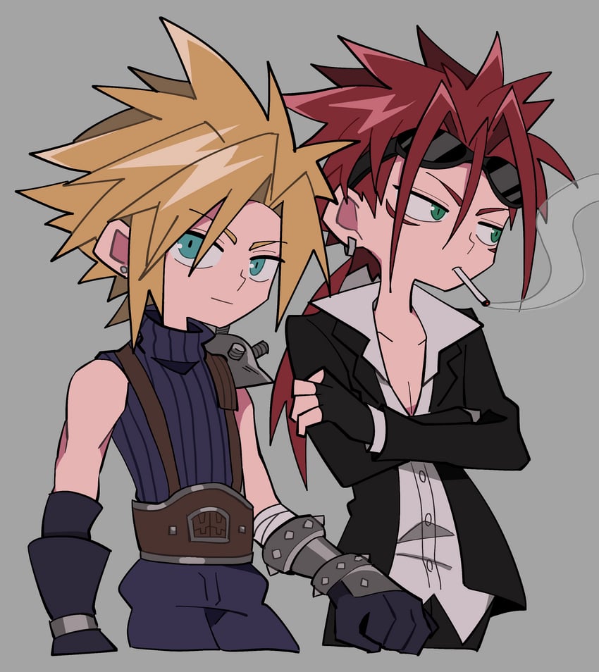 cloud strife and reno (final fantasy and 2 more) drawn by ttnoooo