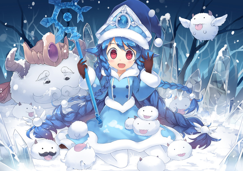 lulu, poro, winter wonder lulu, and poro king (league of legends) drawn by fred04142