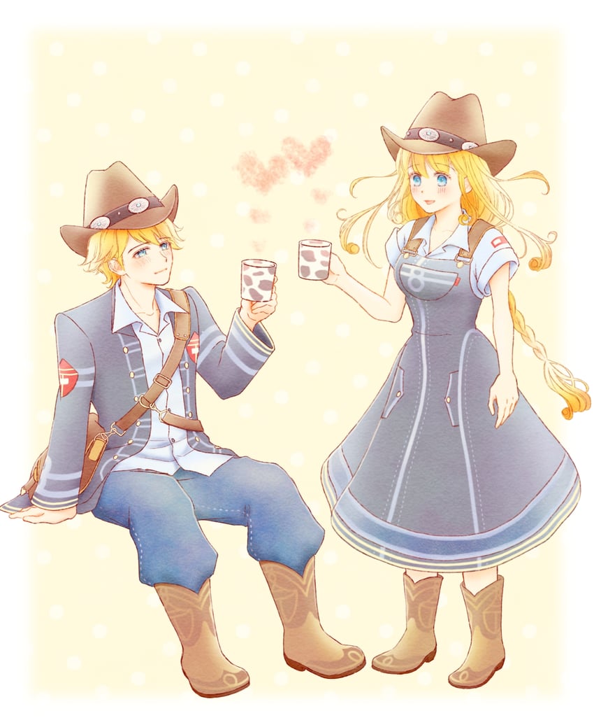 nanami and wayne (bokujou monogatari and 1 more) drawn by azu_rin_go