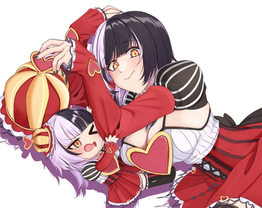 shiori novella and queen of hearts (hololive and 2 more) drawn by mmneko