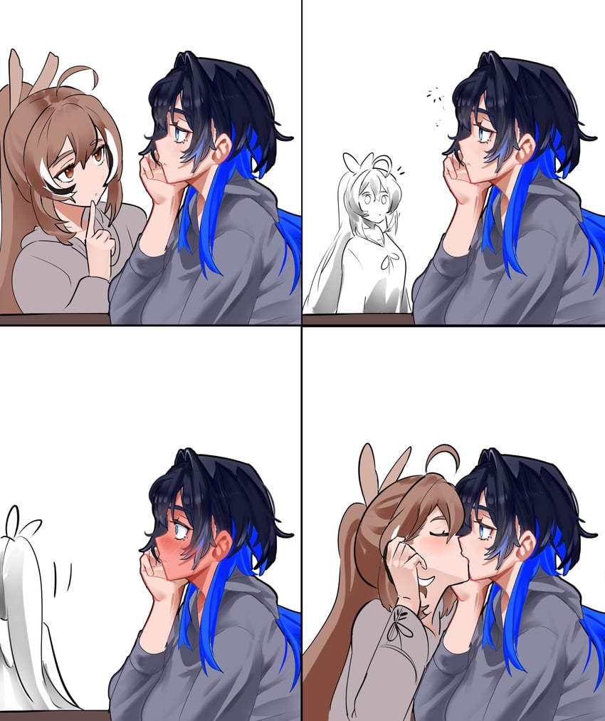 ouro kronii and nanashi mumei (hololive and 1 more) drawn by daaku_(koizumi_arata)