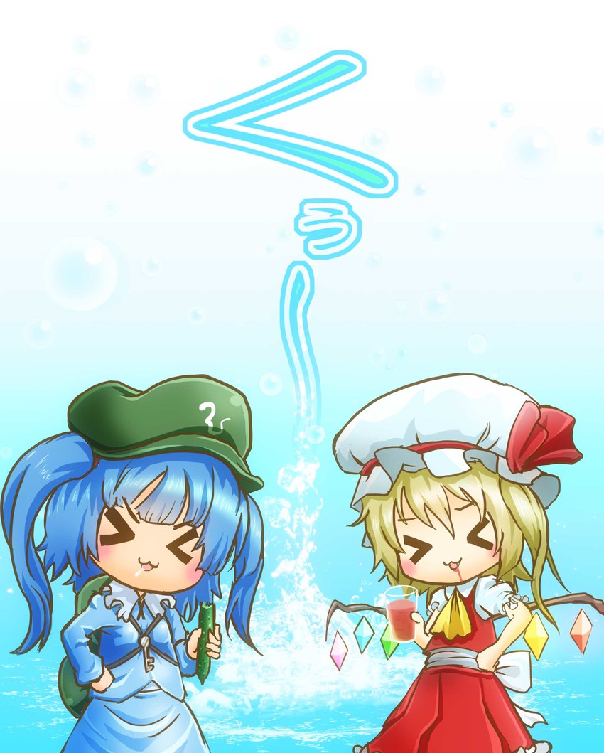 flandre scarlet and kawashiro nitori (touhou) drawn by chamaji