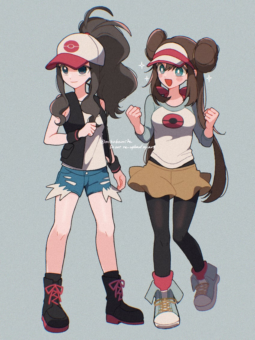 rosa and hilda (pokemon and 2 more) drawn by mikakami1e