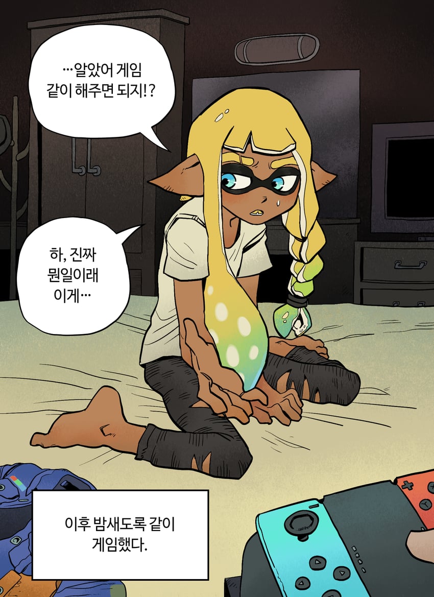 inkling player character (splatoon and 1 more) drawn by chickenapple33