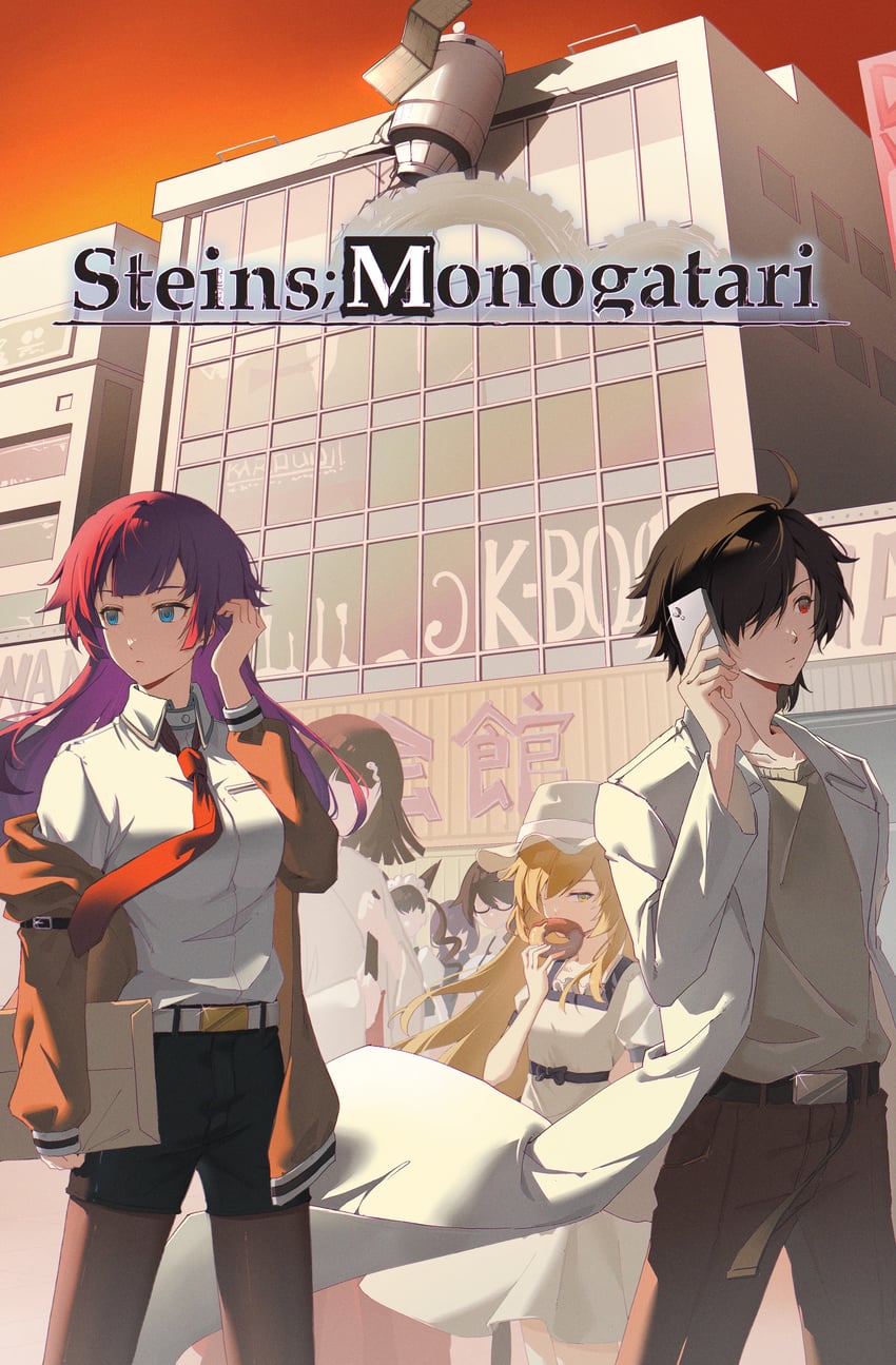 oshino shinobu, makise kurisu, senjougahara hitagi, sengoku nadeko, hachikuji mayoi, and 8 more (monogatari and 1 more) drawn by enoharatoki