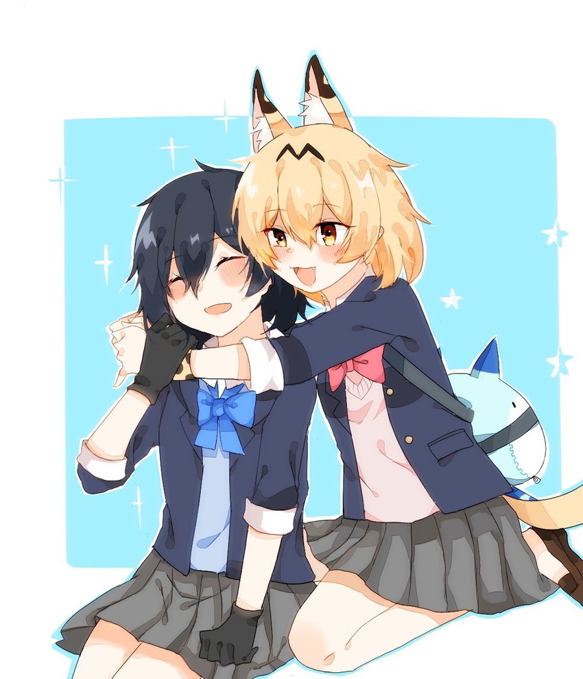 serval, kaban, and lucky beast (kemono friends) drawn by luki1192759520