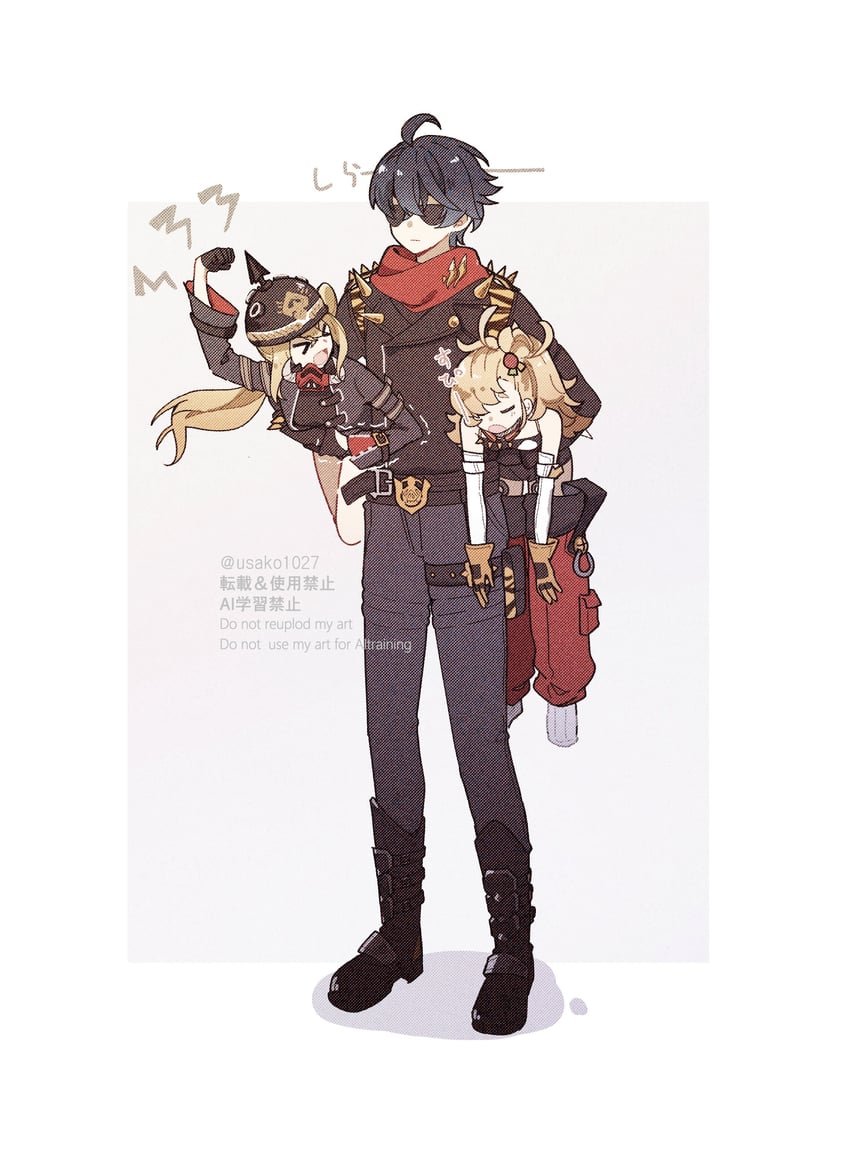 luciana de montefio, lighter, and piper wheel (zenless zone zero) drawn by usako_(usako1031)