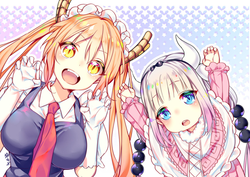 kanna kamui and tohru (kobayashi-san chi no maidragon) drawn by maokezi
