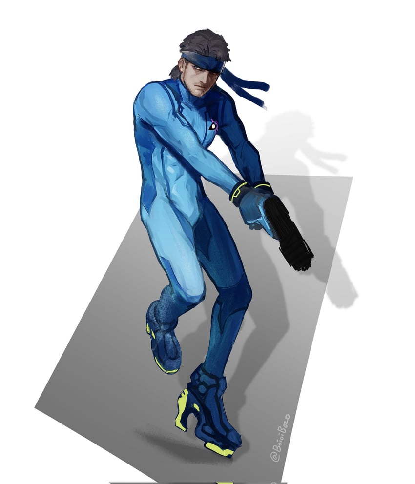 samus aran and solid snake (super smash bros. and 3 more) drawn by boioibozo
