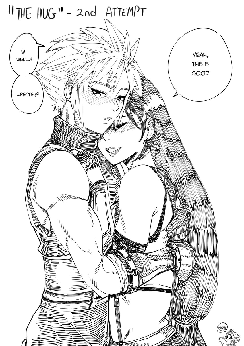 tifa lockhart and cloud strife (final fantasy and 2 more) drawn by aarokira