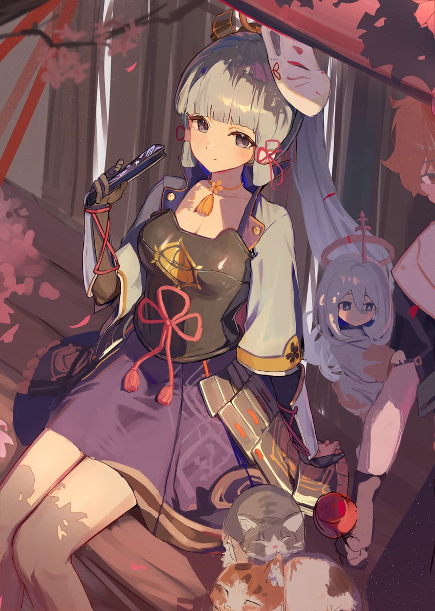 aether, paimon, and kamisato ayaka (genshin impact) drawn by lovelyme