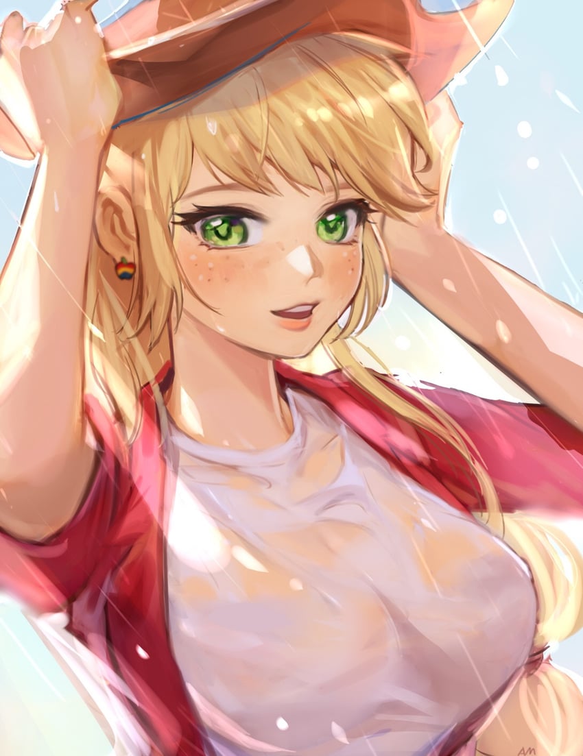 applejack (my little pony and 2 more) drawn by kewoshixiaodaia