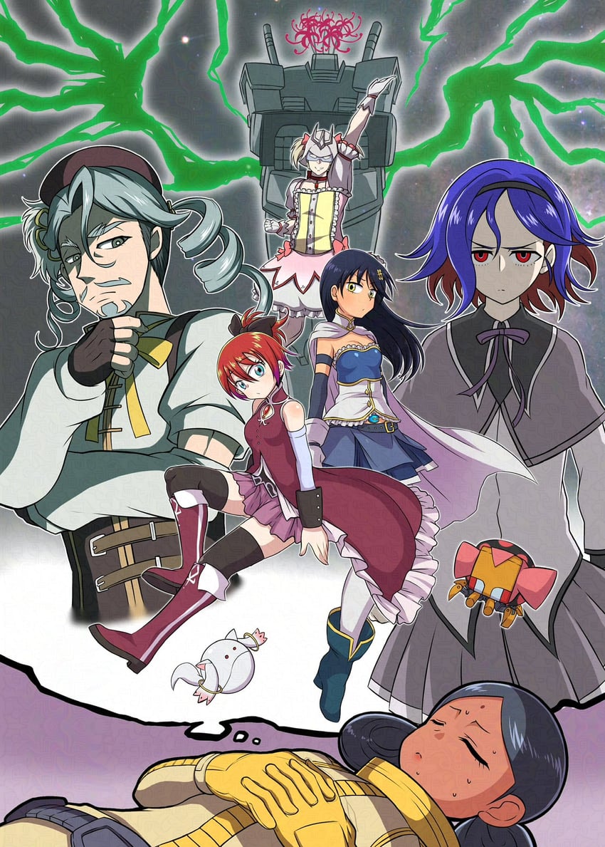 akemi homura, kaname madoka, miki sayaka, sakura kyoko, tomoe mami, and 10 more (mahou shoujo madoka magica and 2 more) drawn by delraich66