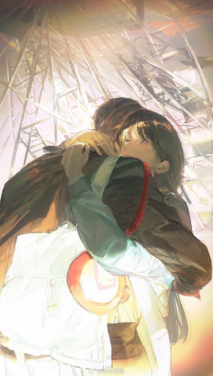 protagonist and caleb (love and deepspace) drawn by bosi_tenghu