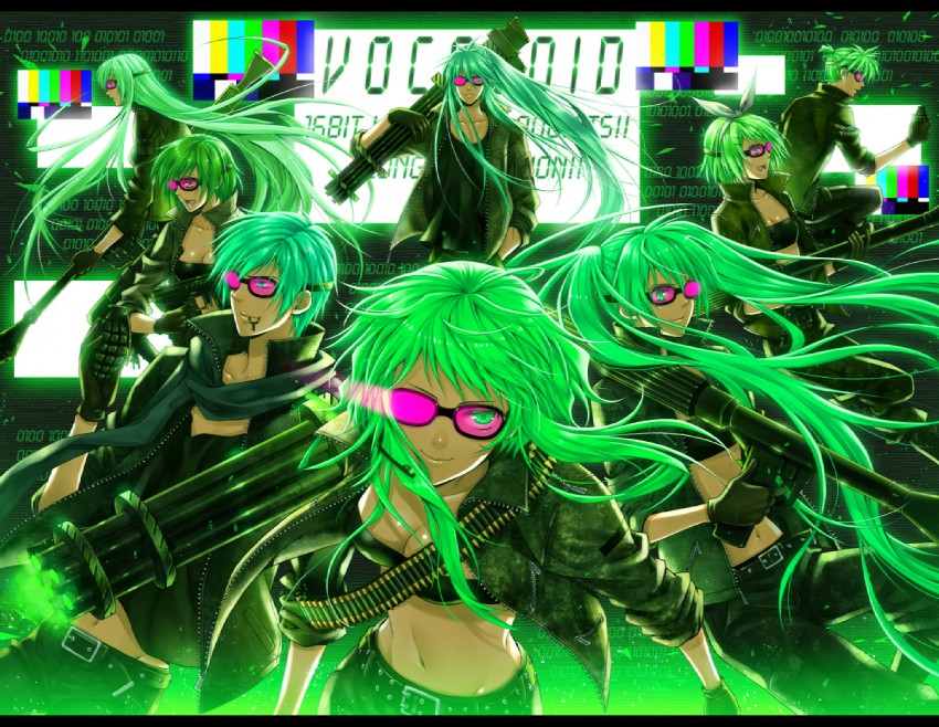 hatsune miku, kagamine rin, kagamine len, megurine luka, kaito, and 3 more (vocaloid and 1 more) drawn by yuuno_(yukioka)