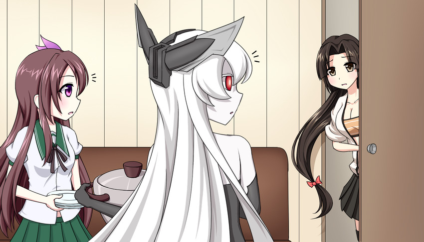 kisaragi, shouhou, and anchorage princess (kantai collection) drawn by tigla