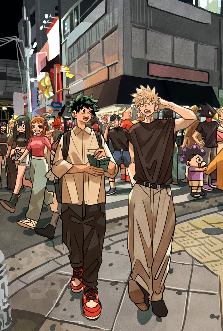 midoriya izuku, bakugou katsuki, uraraka ochaco, todoroki shoto, asui tsuyu, and 8 more (boku no hero academia) drawn by takeuchi_ryousuke