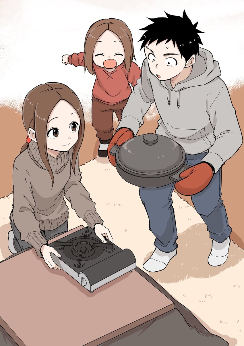takagi-san, nishikata, and nishikata chii (karakai jouzu no takagi-san and 1 more) drawn by inaba_mifumi