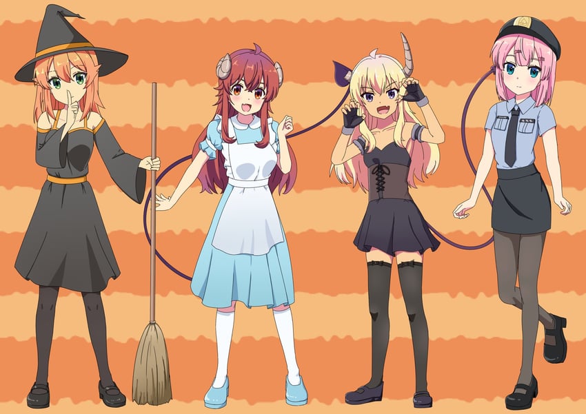yoshida yuuko, chiyoda momo, lilith, and hinatsuki mikan (machikado mazoku) drawn by crocoarbor_art