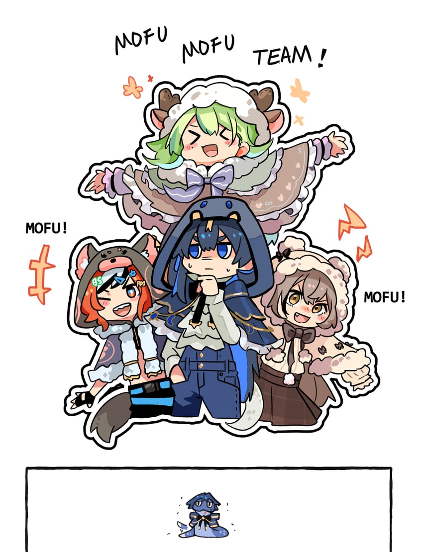 ouro kronii, nanashi mumei, hakos baelz, and ceres fauna (hololive and 1 more) drawn by fongban_illust