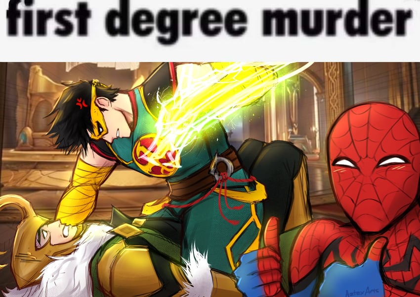spider-man, loki, iron fist, and lin lie (marvel and 2 more) drawn by aztexarts