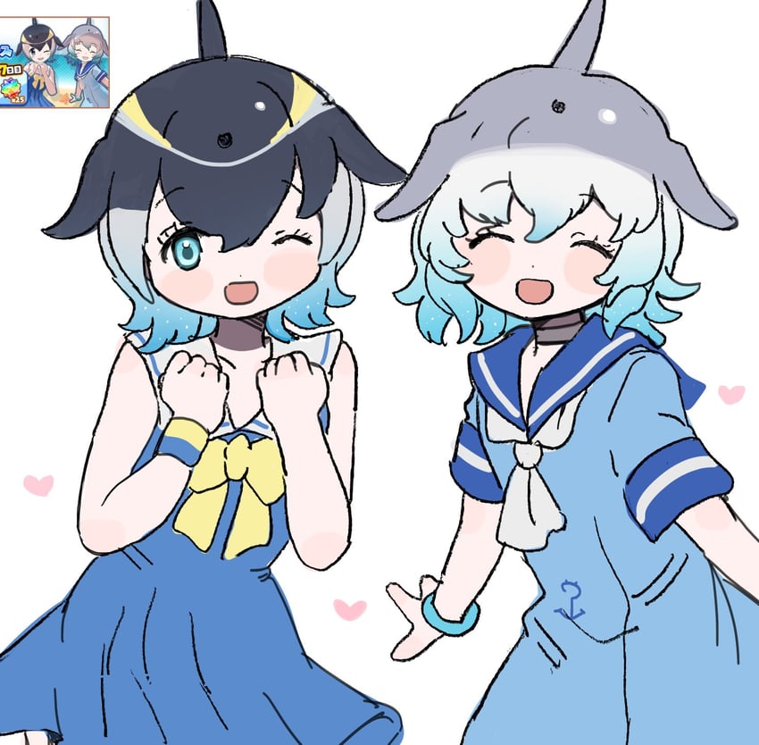 common dolphin and common bottlenose dolphin (kemono friends) drawn by 010mzam