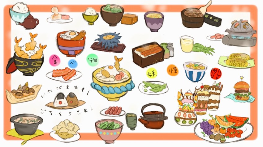 mikannyan, ichigonyan, budounyan, suikanyan, melonnyan, and 20 more (youkai watch and 1 more) drawn by kantsu