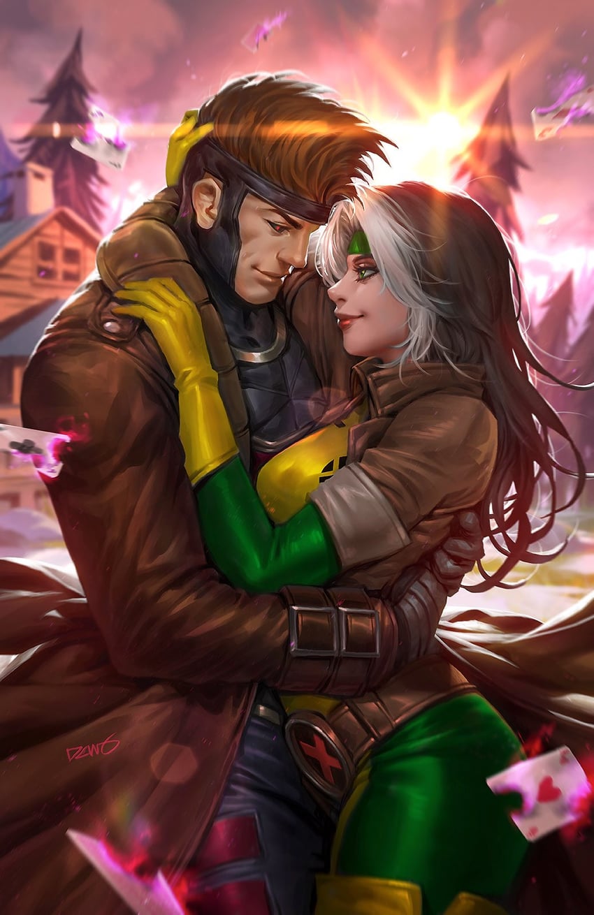 rogue and gambit (marvel and 1 more) drawn by dcwj