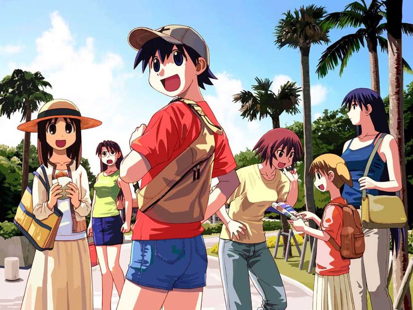 kasuga ayumu, sakaki, mihama chiyo, takino tomo, kagura, and 1 more (azumanga daioh) drawn by azuma_kiyohiko