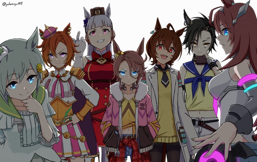 agnes tachyon, gold ship, mihono bourbon, seiun sky, t.m. opera o, and 2 more (umamusume) drawn by chokin_tsucho