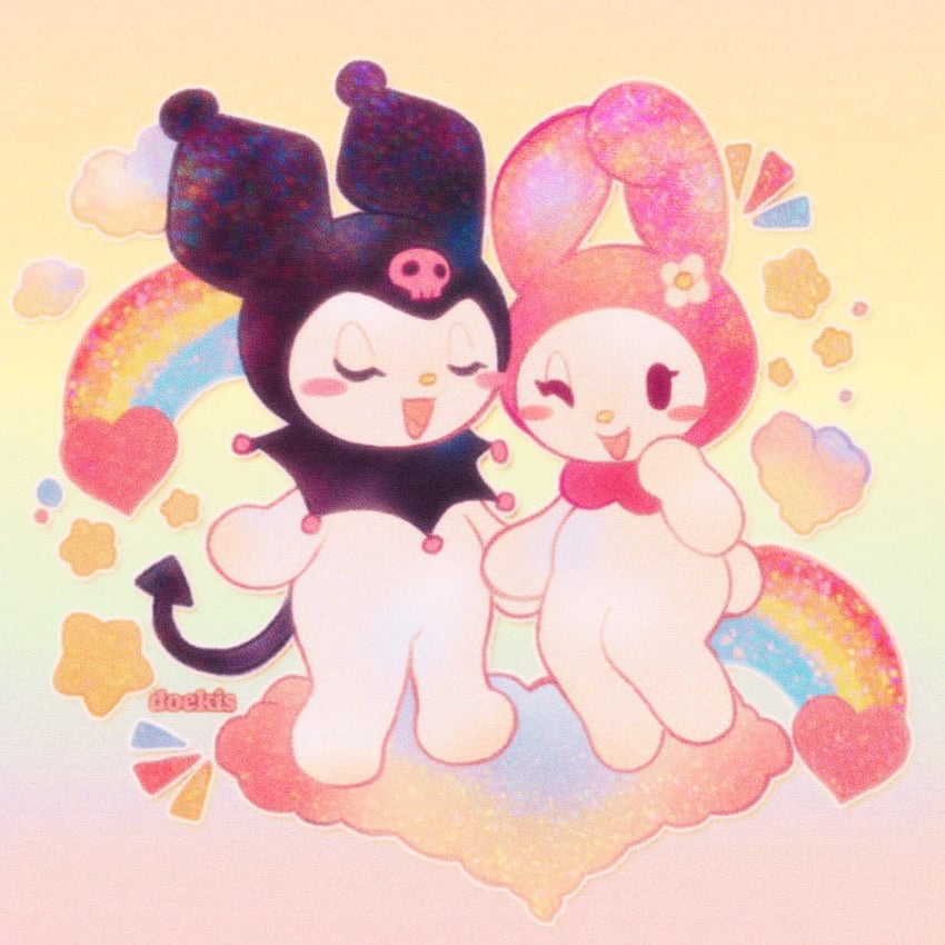 my melody and kuromi (sanrio and 1 more) drawn by doekis