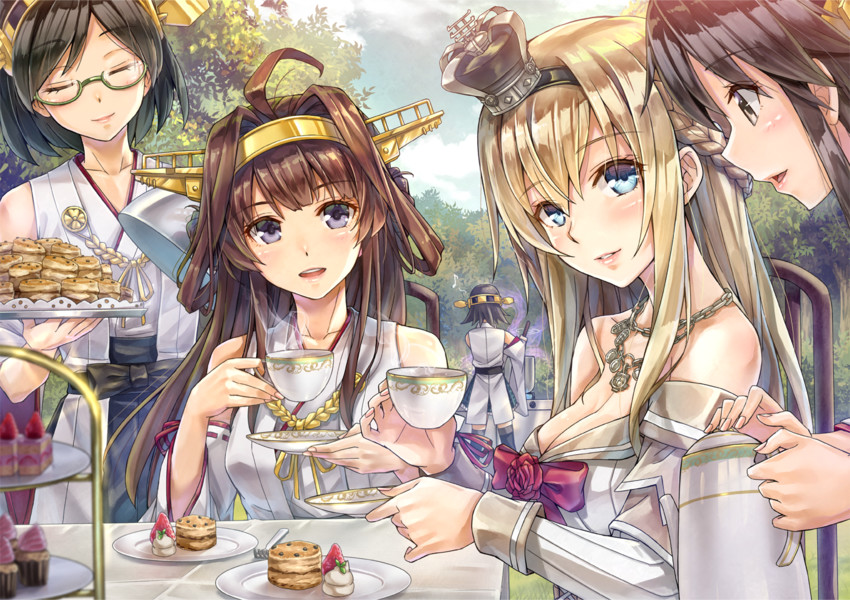 kongou, haruna, hiei, kirishima, warspite, and 1 more (kantai collection) drawn by koyuki_(kotatsu358)