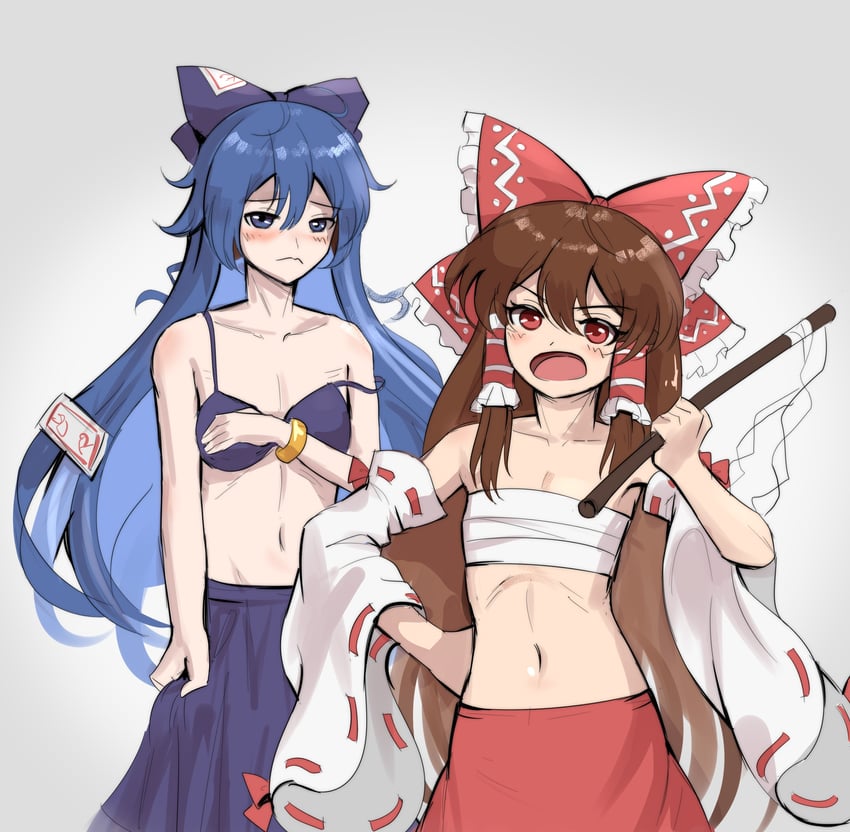 hakurei reimu and yorigami shion (touhou) drawn by edz_drawz